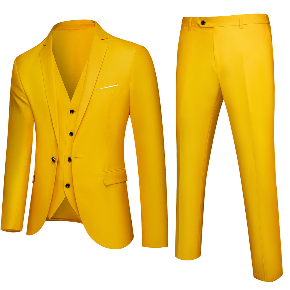 Herren nan dreiteiliges Business-Anzugset mit tailliertem Einreiher-Sakko, schmal geschnittener Weste und elegant geschnittener Anzughose EB