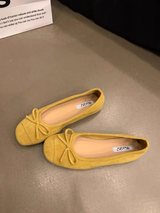 Damen elegante Ballerinas mit schimmerndem Effekt und zierlicher Schleife EB
