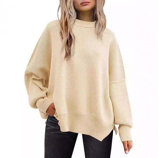 Damen Oversized Strickpullover mit breiten Ärmeln und strukturierter Oberfläche EB