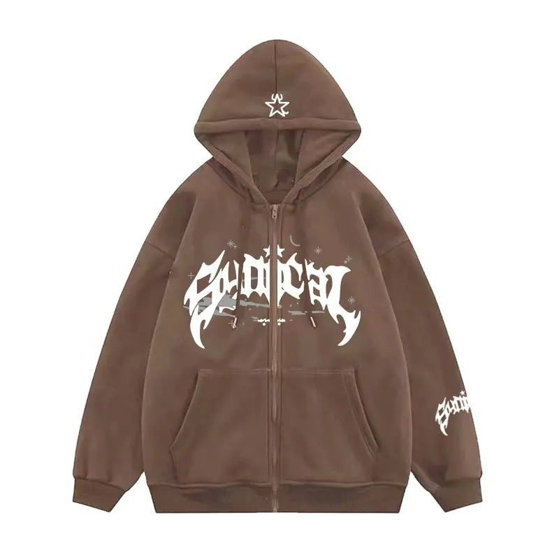 Damen Kapuzensweater mit urbanem Grafikelement und praktischen Taschen EB
