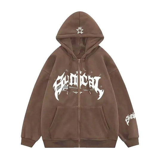 Damen Kapuzensweater mit urbanem Grafikelement und praktischen Taschen EB