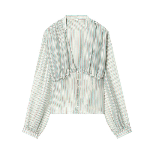 Damenbluse mit tiefem V-Ausschnitt und eleganten Rüschendetails EB