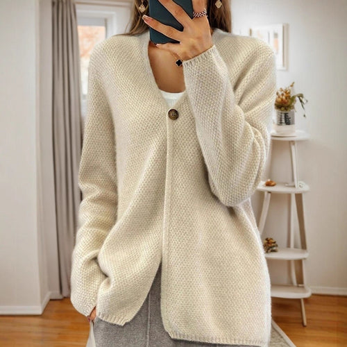 Damen Strickjacke mit strukturierter Oberfläche und Knopfdetail EB