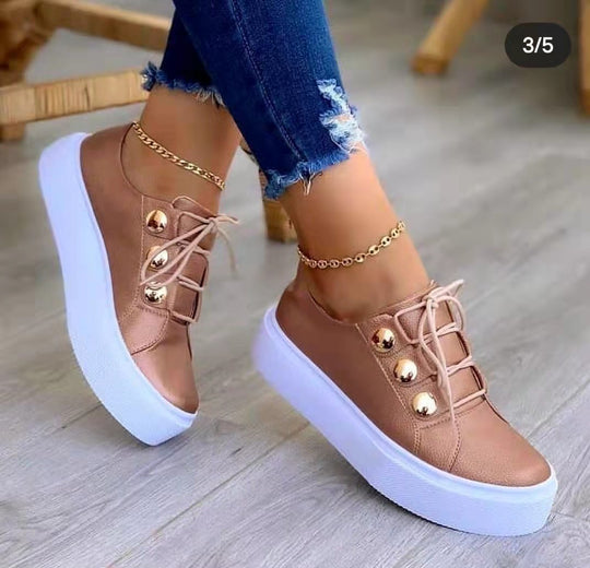 Damen modische Plattform-Sneaker mit glänzenden Dekoren EB