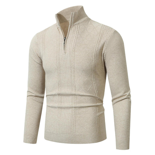 Herren Strickpullover mit hochabschließendem Reißverschluss und modernem Zopfmuster EB