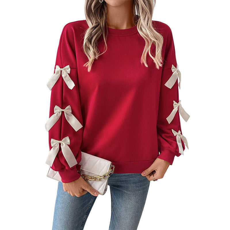 Damen Sweatshirt mit Rüschen und Schleifen EB
