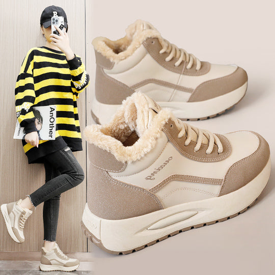 Damen Sportliche High-Top Sneakers mit warmem Fleece-Futter und rutschfester Sohle EB