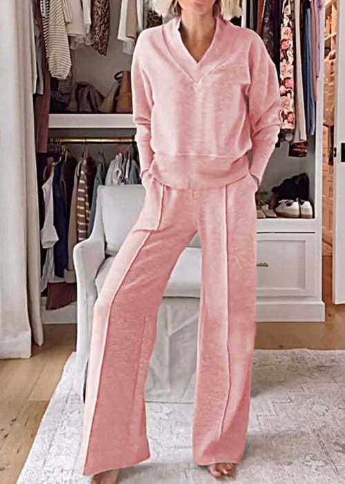 Damen Angesagtes Freizeit-Set mit weitem Schnitt und tiefem V-Ausschnitt EB