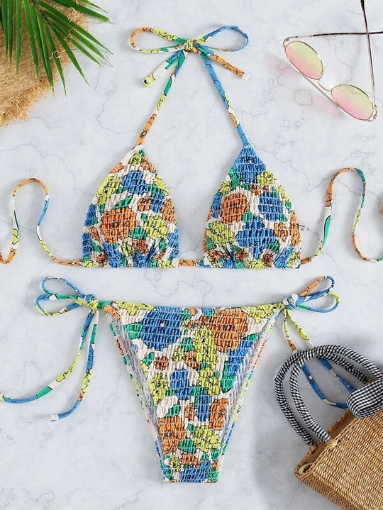 Damen Triangel-Bikini mit raffiniertem strukturiertem Design EB