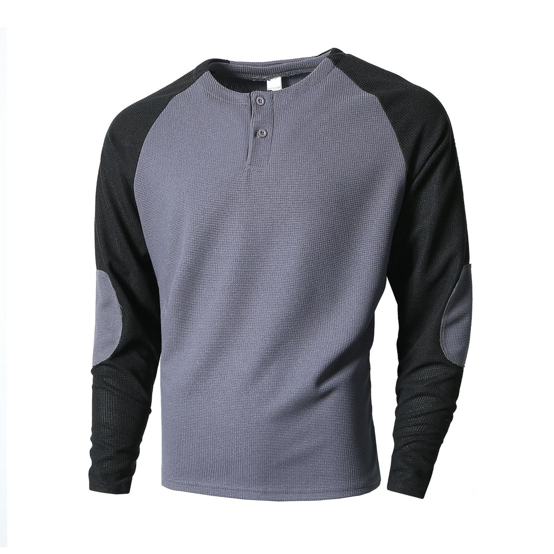 Herren Langarmshirt mit modischem Henley-Ausschnitt und strukturierten Ärmeln EB