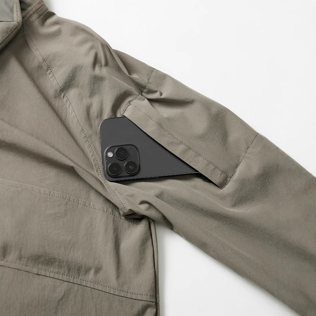 Herren  leichtes taktisches Zip-Pullover mit hohem Kragen Schulterklappen und verdeckten Reißverschlusstaschen EB