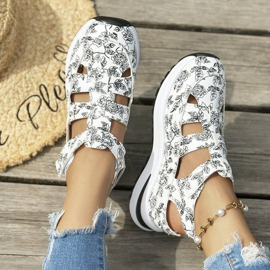 Damen Sportliche Freizeitschuhe mit floralem Design und rutschfester Sohle EB