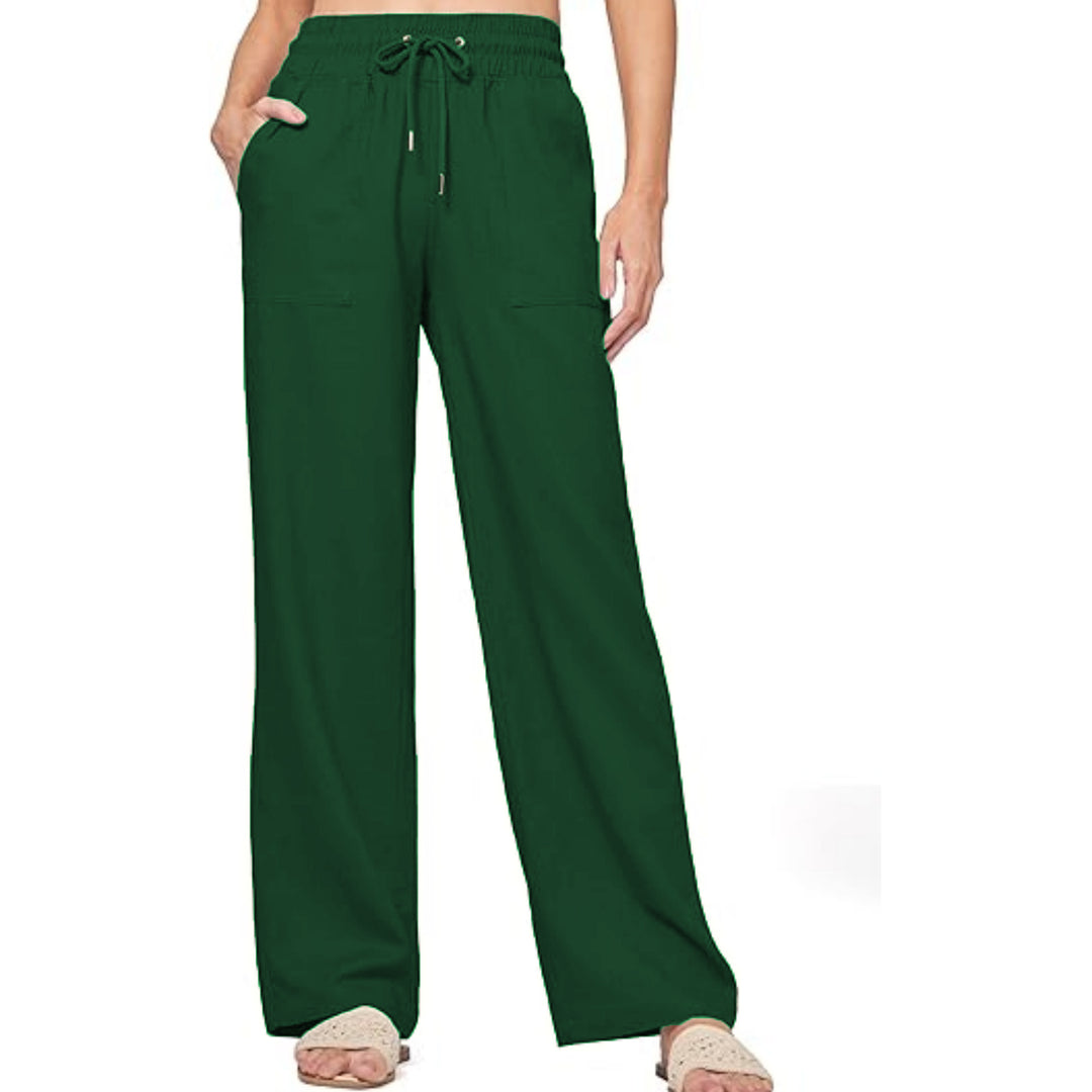 Damen nan weite Loungewear-Hose mit hohem Elastikbund Kordelzug Seitentaschen und legerer Palazzo-Passform EB