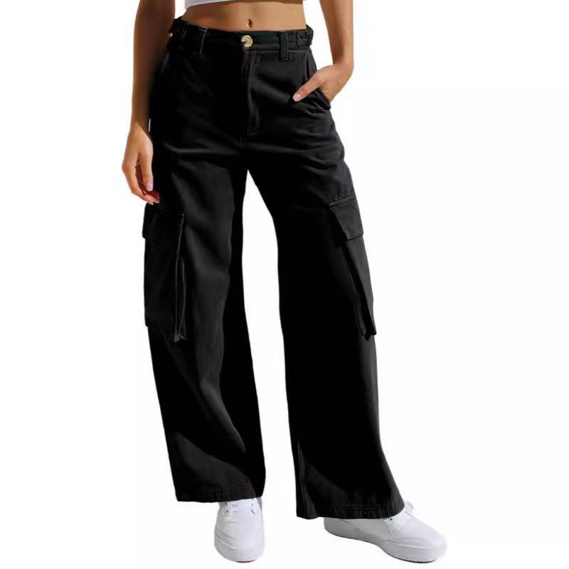Damen Cargo-Hose mit weitem Bein und praktischen Taschen EB