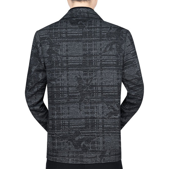 Herren Kurzjacke im strukturierten Weblook mit Hemdkragen und Knopfleiste EB