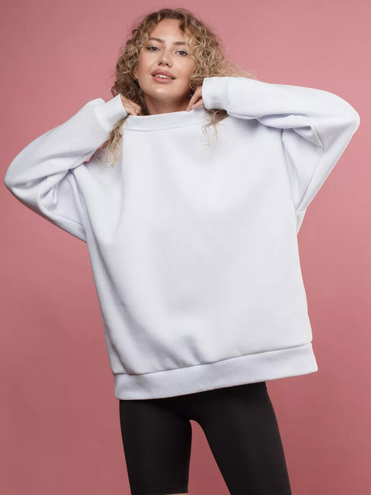 Damen oversized Sweatshirt mit Rundhalsausschnitt, French-Terry Innenfutter und überschnittener Schulter EB