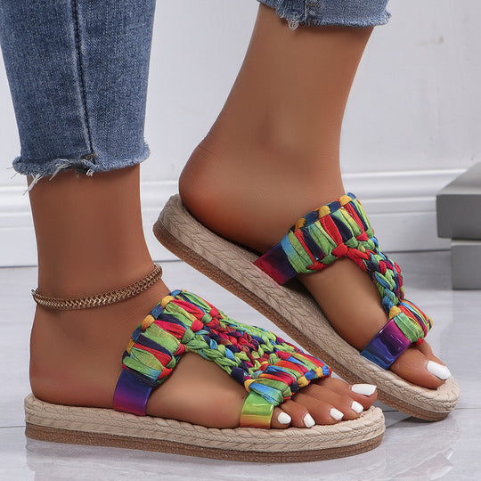 Damen bunte und leichtgewichtige Freizeit-Sandalen mit geflochtenem Obermaterial EB