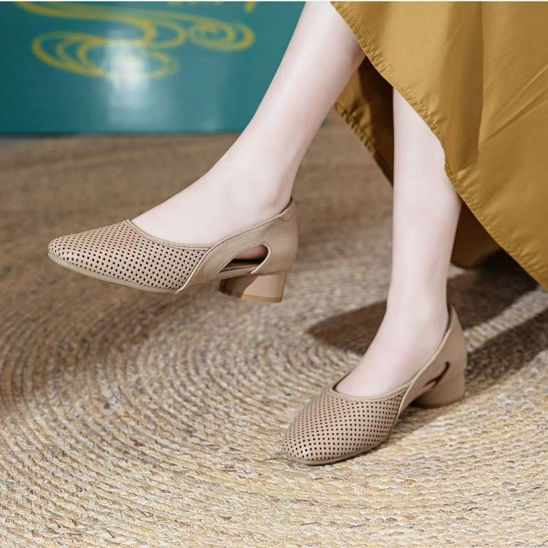 Damen elegante Ballerinas mit atmungsaktivem Lochdesign EB