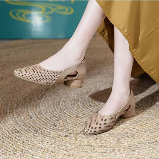 Damen elegante Ballerinas mit atmungsaktivem Lochdesign EB