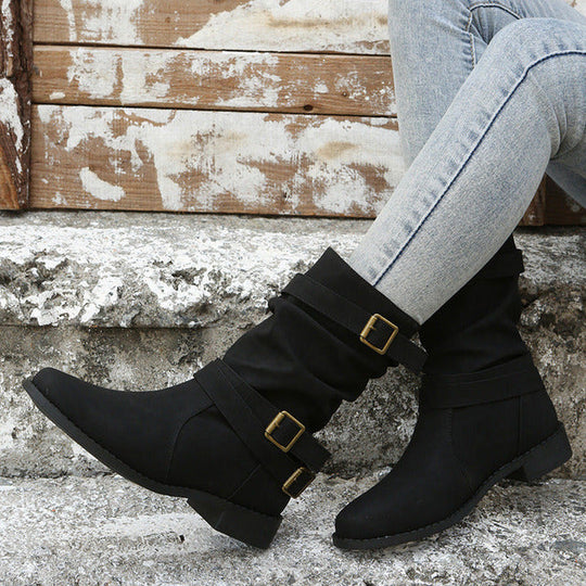 Vintage Schnalle Mid-Calf Stiefel EB