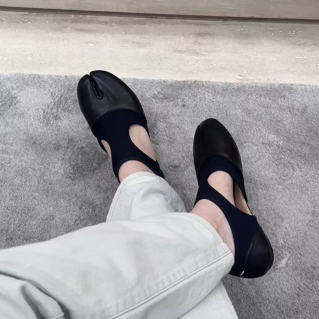 Damen Ballerinas mit innovativem Zehenteil und elastischem Riemendesign EB