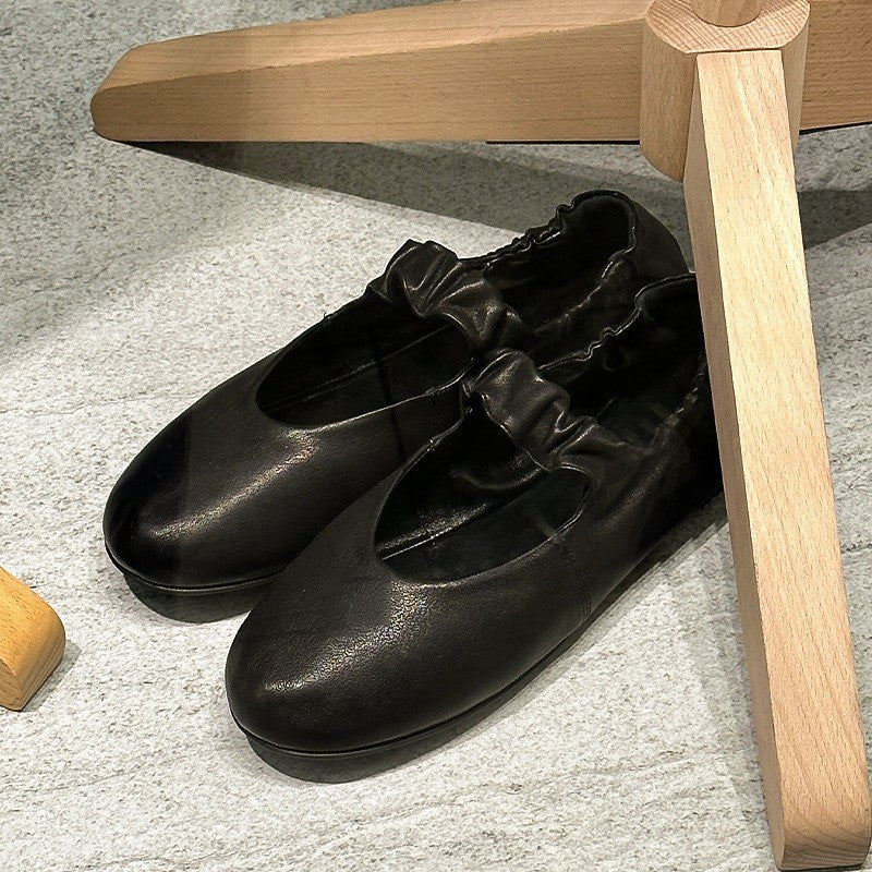 Damen Ballerinas aus softem Leder mit elastischem Riemen EB
