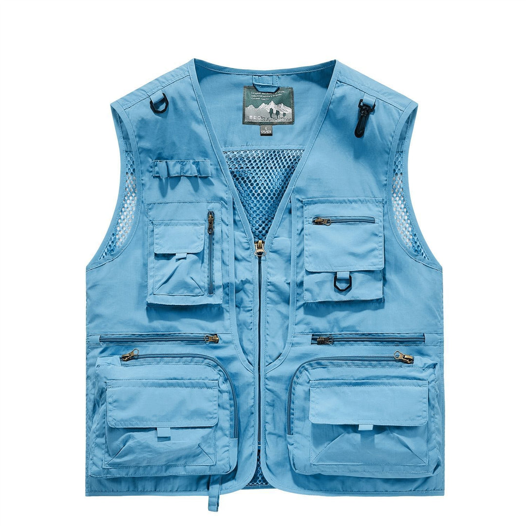 Herren Multifunktionale Outdoor-Utilityweste mit zahlreichen Reißverschlusstaschen, D-Ring und Karabiner EB