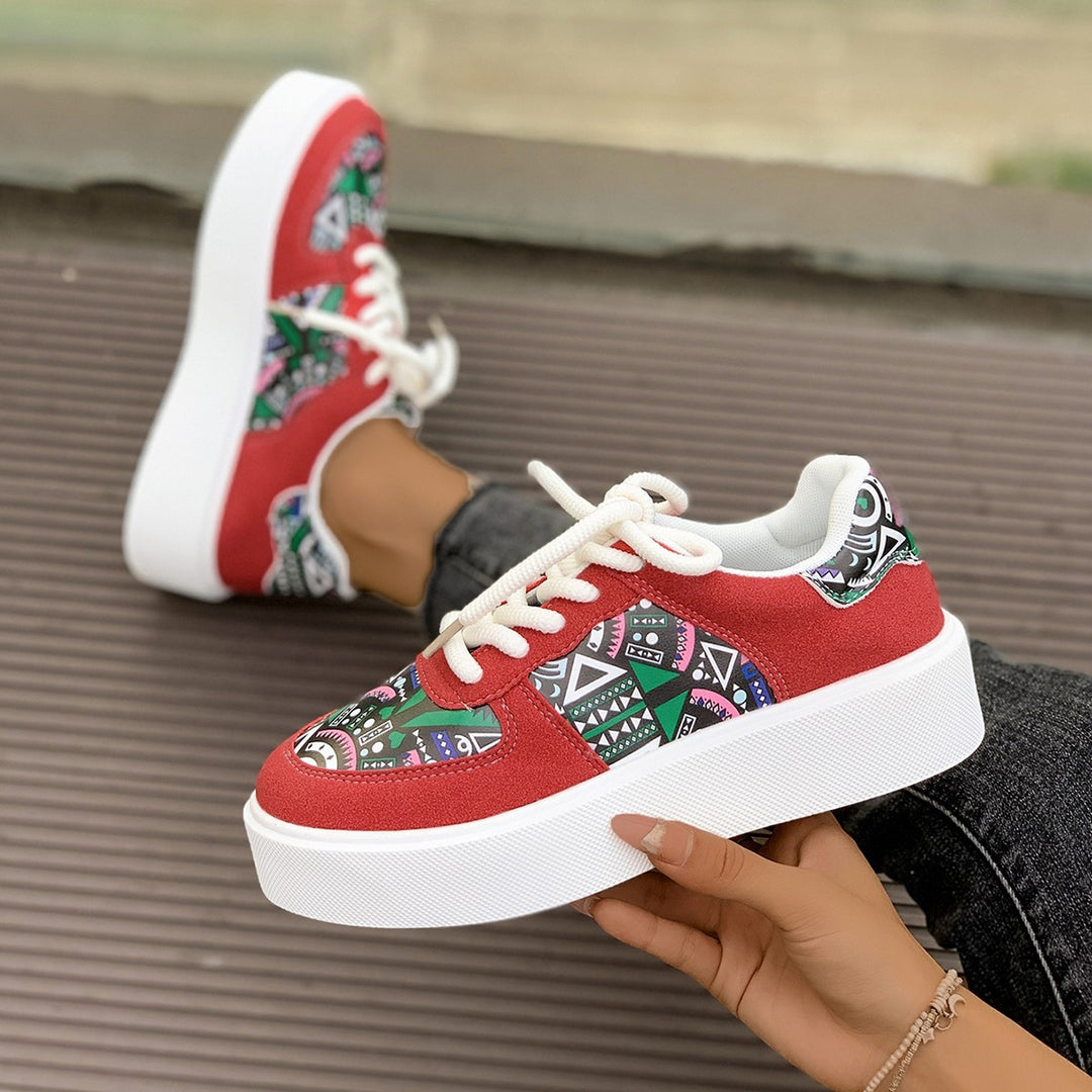 Damen modische Plateau-Sneaker mit auffälligem Design EB