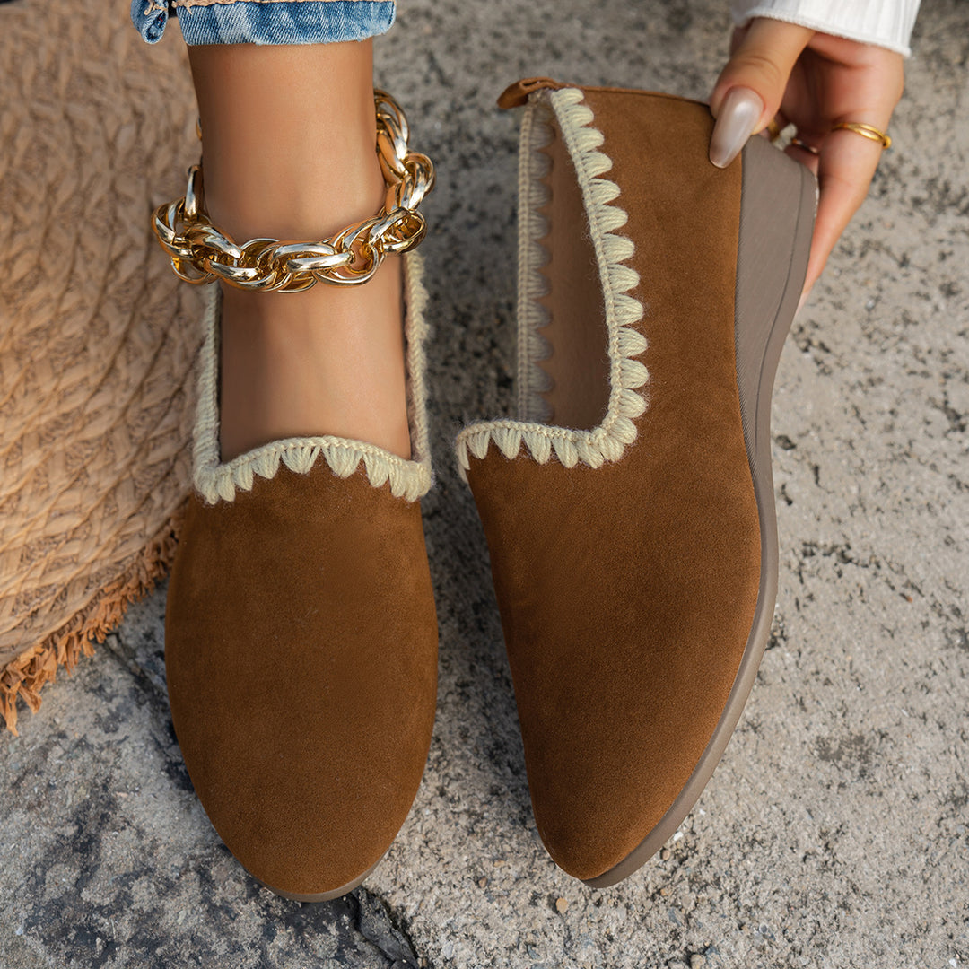Damen Faltbare Clogs mit dekorativem Rüschensaum EB