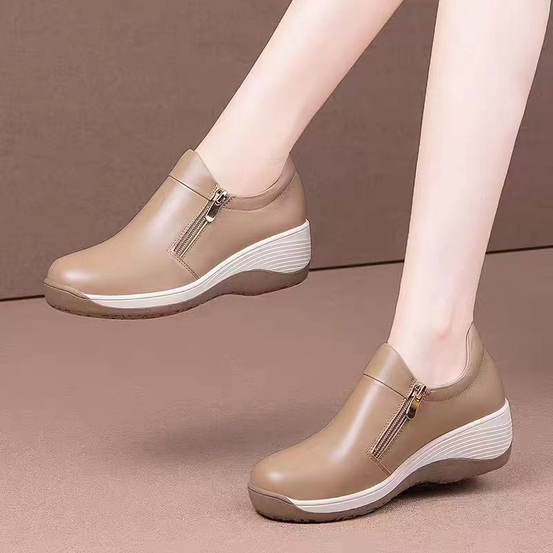 Damen Komfortable Slip-On Schuhe mit modischem Reißverschluss und gedämpfter Sohle EB