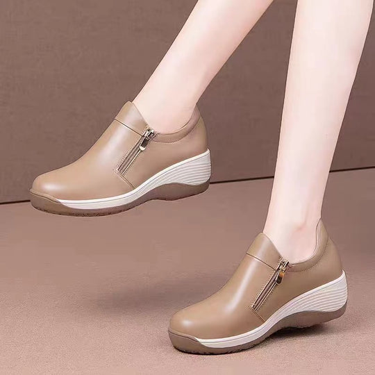 Damen Komfortable Slip-On Schuhe mit modischem Reißverschluss und gedämpfter Sohle EB