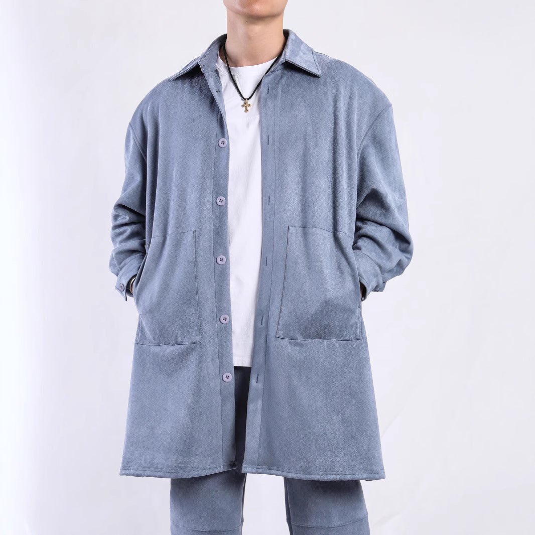 Damen Oversize Hemdenjacke aus weichem Suede mit großen Taschen EB