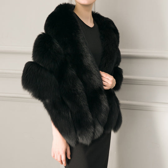 Damen luxuriöser Eleganter Kunstpelz-Cape EB