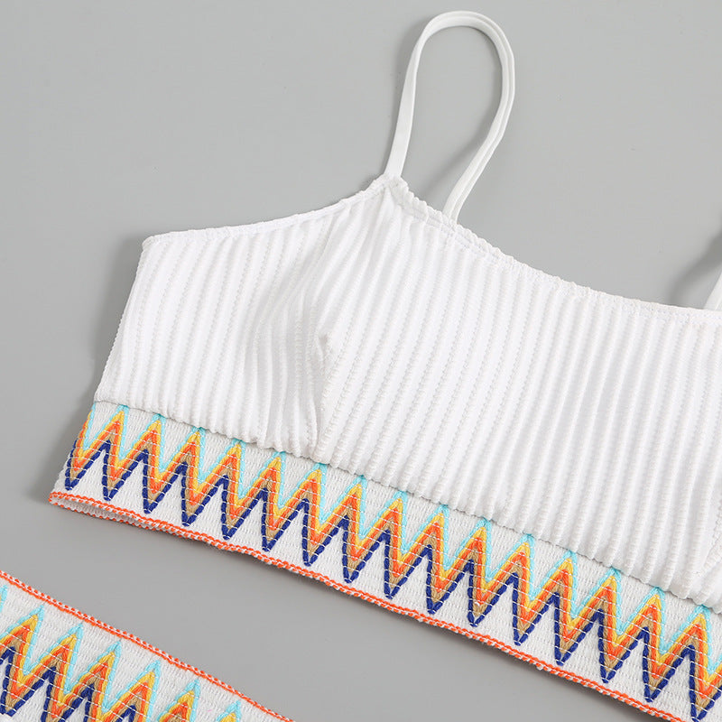 Damen integriertes Bikiniset mit geometrischem Muster EB