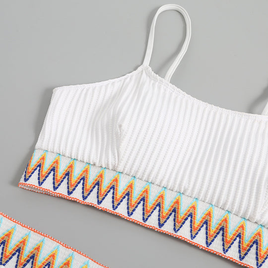 Damen integriertes Bikiniset mit geometrischem Muster EB