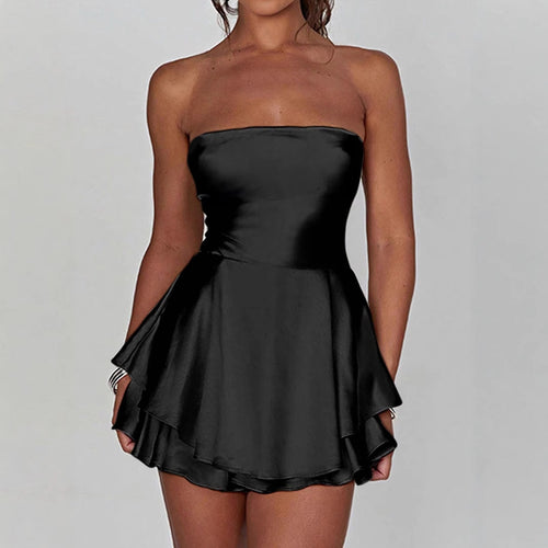 Damen Bandeau-Kleid mit schwingendem Volant-Design EB