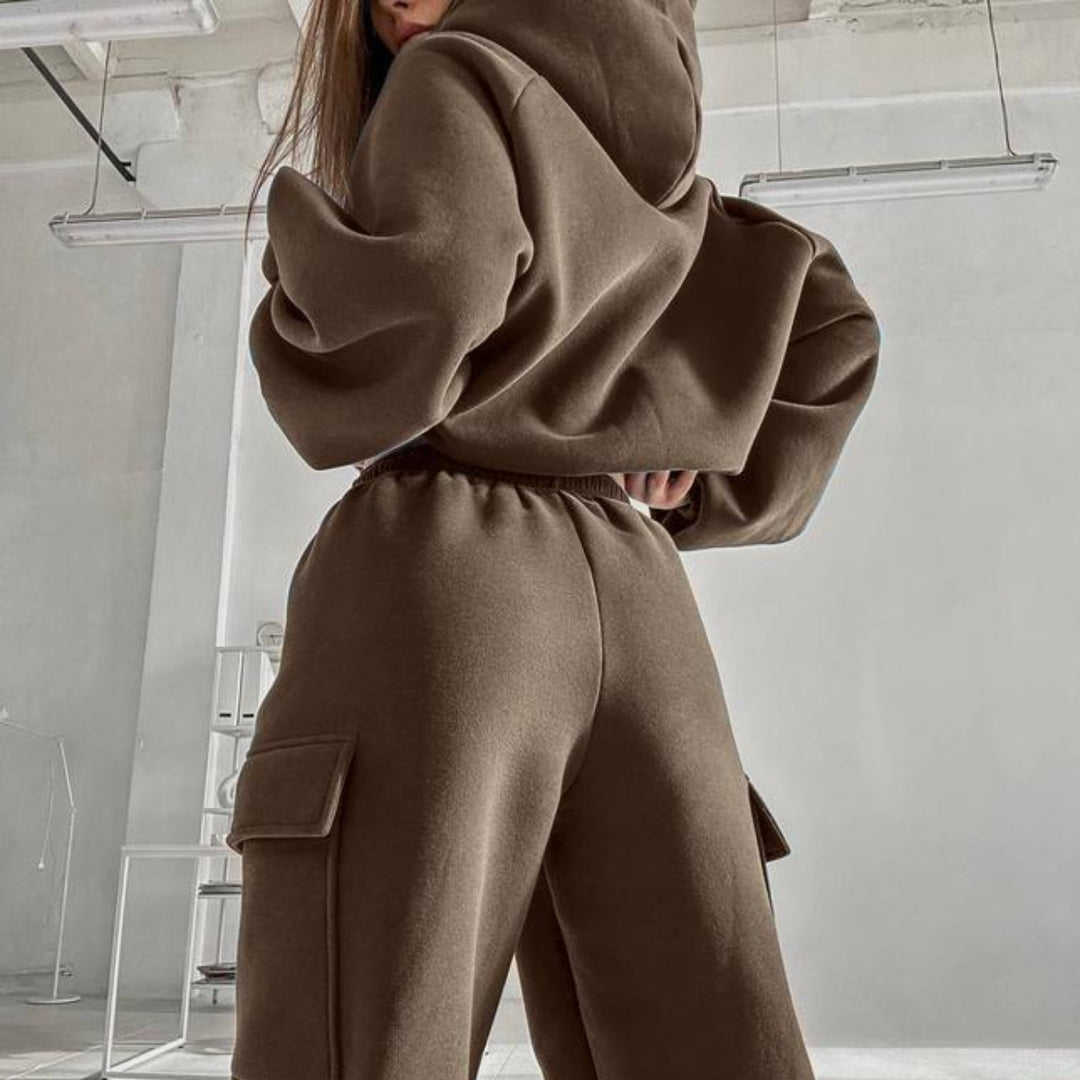 Damen nan oversized Kapuzenpullover-Set mit Cargo-Jogginghose EB