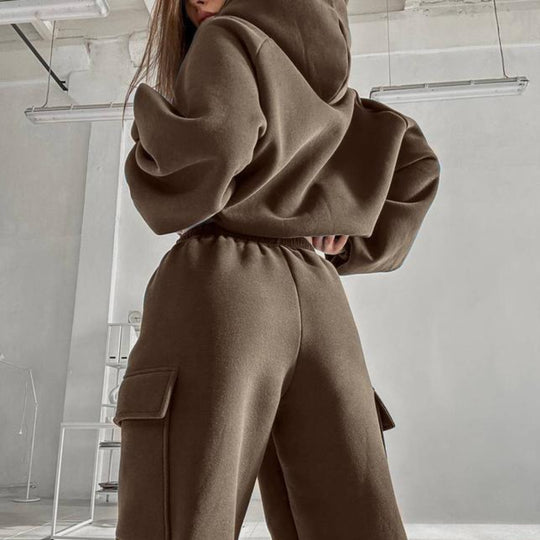 Damen nan oversized Kapuzenpullover-Set mit Cargo-Jogginghose EB