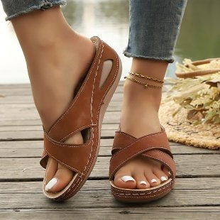 Damen Komfortable Wedge-Pantoletten EB