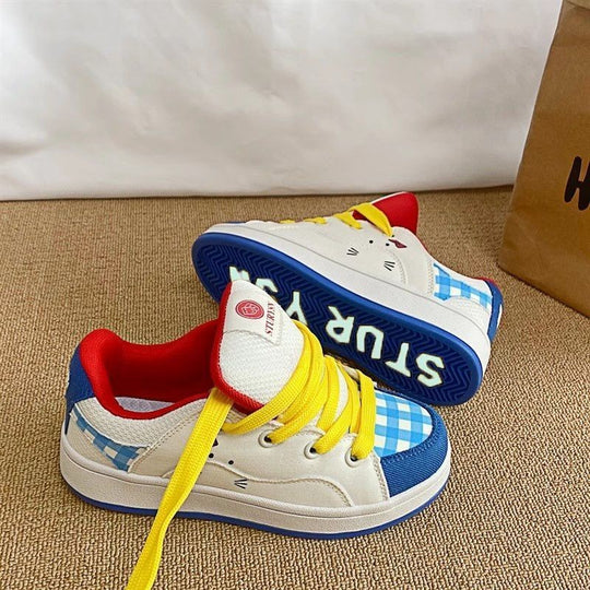 Damen Verspielte Sneakers mit einer Kombination aus Hochwertigem Obermaterial und Farbigen Akzenten EB