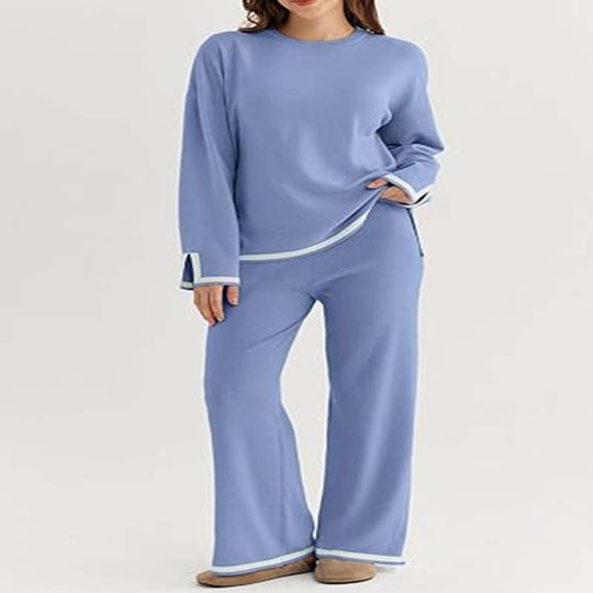 Damen modisches Lounge-Set mit weitem Schnitt und Kontrastbündchen EB