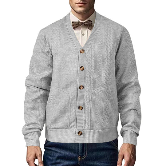 Herren Strickjacke mit strukturellem Design und hochwertigen Knöpfen EB