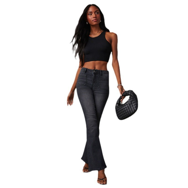 Damen Flared Jeans mit hoher Taille und stylischem Schnitt EB