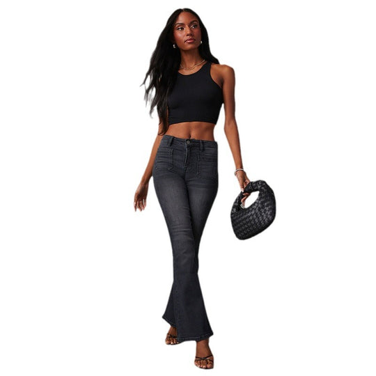 Damen Flared Jeans mit hoher Taille und stylischem Schnitt EB