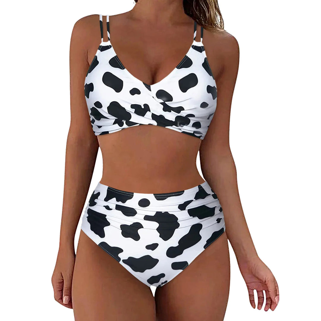 Damen Trendiger Hochschnitt-Bikini mit Raffung EB