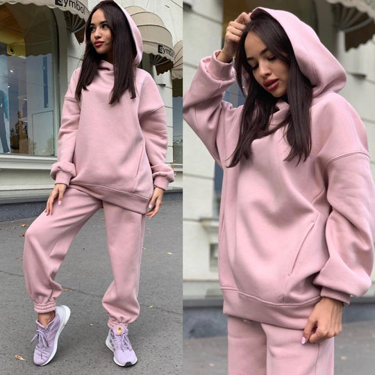 Damen Sportliches Hoodie- und Jogginghosen-Set im lässigen Design mit Kapuze EB