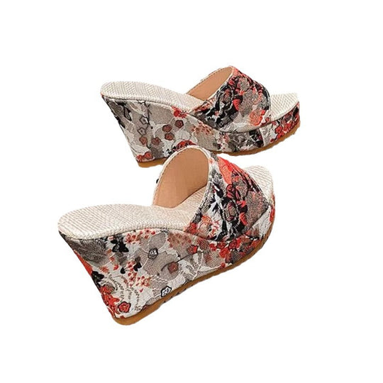 Damen Wedge-Sandalen mit schickem Schlangenleder-Design und gepolsterter Sohle EB