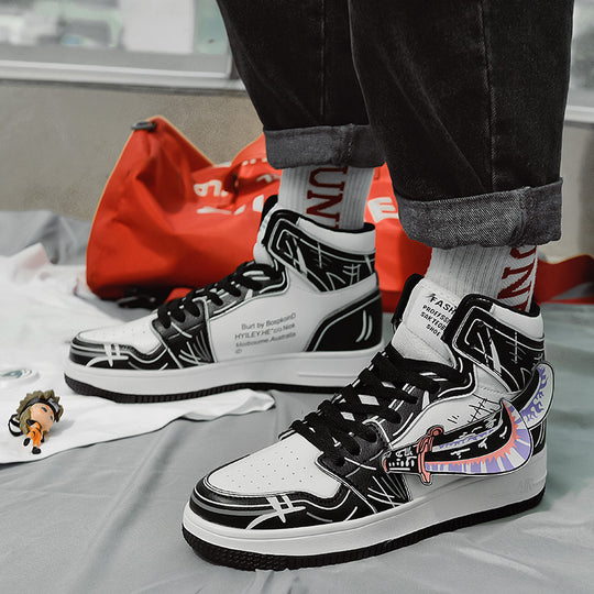 Damen Sportliche High-Top Sneakers mit auffälligem grafischem Design EB
