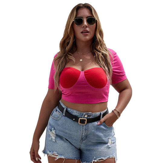 Damen Cropped Top mit raffiniertem Bustier-Design und kurzen Ärmeln EB