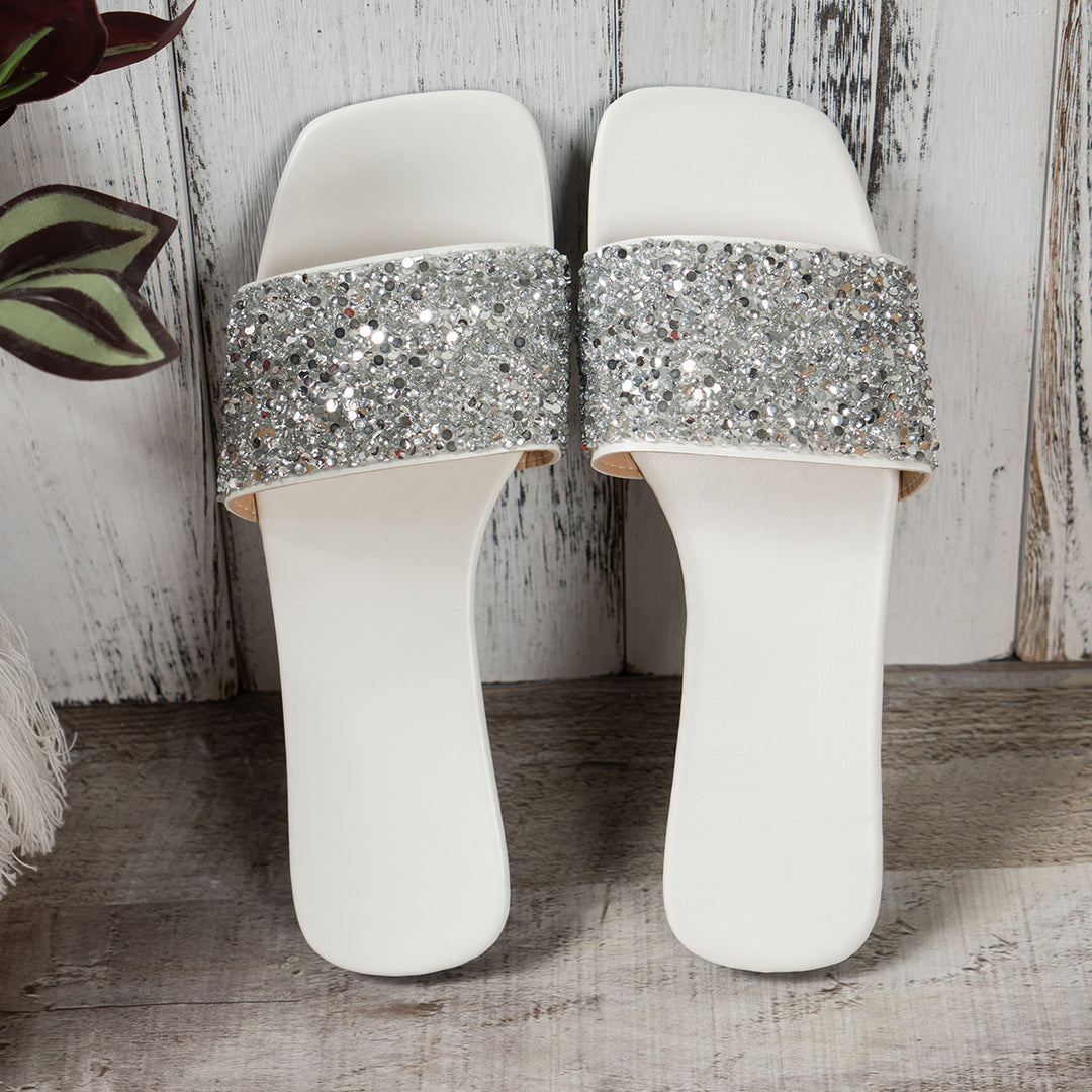 Damen Glamouröse Riemensandalen mit funkelnden Strassdetails EB